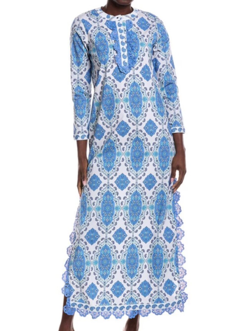 Sail to Sable White and Blue Printed Maxi Dress